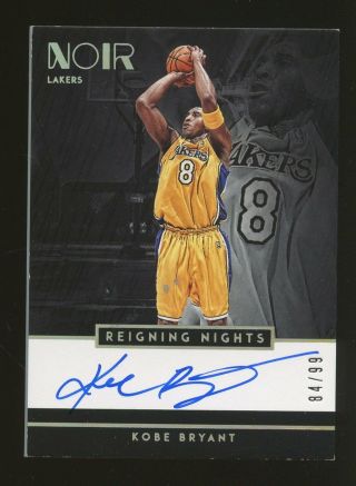 2018 - 19 Panini Noir Reigning Nights Kobe Bryant Lakers Auto 84/99