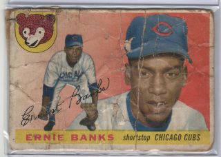 Ernie Banks 1955 Topps 28 Chicago Cubs " Mr.  Cub " Hall Of Fame Hof Vintage Poor