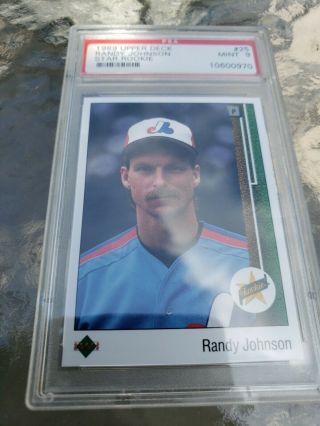 1989 Upper Deck Randy Johnson Montreal Expos 25 Baseball Card Hof Psa 9