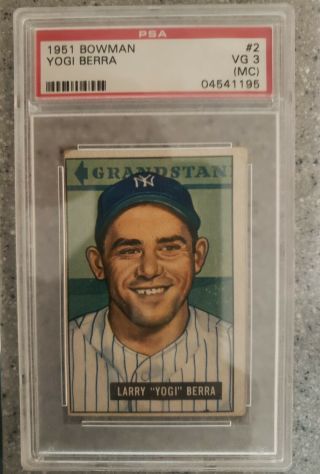 1951 Bowman 2 Yogi Berra Psa3 Vg.  Card.  One Of The Greats