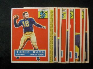 1956 Topps Football Green Bay Packers Team Set (10 Cards) W/tobin Rote