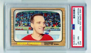 1966 Topps Roger Crozier 43 Detroit Red Wings Usa Test Hockey Card Psa Nm - Mt 8