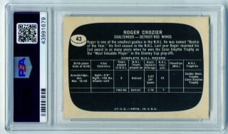 1966 Topps Roger Crozier 43 Detroit Red Wings USA Test Hockey Card PSA NM - MT 8 2