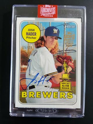 2019 Topps Archives Signatures Josh Hader Auto 05/28 H1