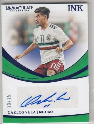 Carlos Vela 2018 - 19 Immaculate Soccer Ink Blue Auto 13/25