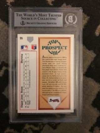 Chipper Jones 1991 Upper Deck Auto Baseball Card Graded 2