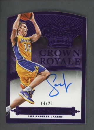 2014 - 15 Preferred Crown Royale Purple Steve Nash Signed Auto 14/20 Lakers