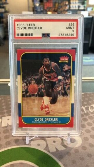 Psa 9 1986 - 87 Fleer Clyde Drexler Rc 26 - 9 - Rookie Blazers