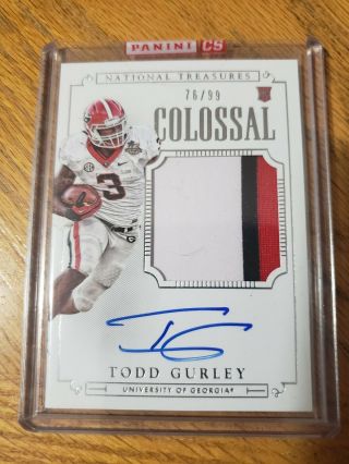2015 Panini National Treasures Rpa Todd Gurley 76/99 Colossal Rookie Patch Auto