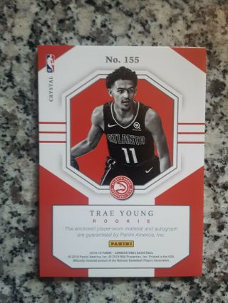 TRAE YOUNG 2018 - 19 Panini Cornerstones Rookie Card RC Auto Autograph Patch /75 2
