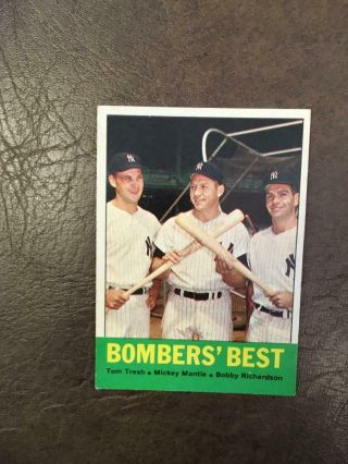 1963 Topps Mickey Mantle Baseball Card 173 Vintage Yankees