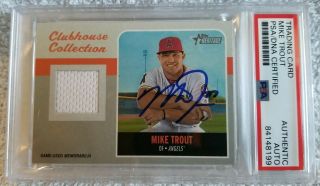 Angels Mike Trout Signed 2019 Topps Heritage Relic G/u Jersey Card Psa Encap