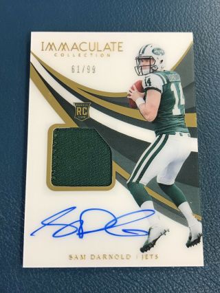 2018 Immaculate Sam Darnold Rookie Patch Auto /99 Acetate Rpa Jets