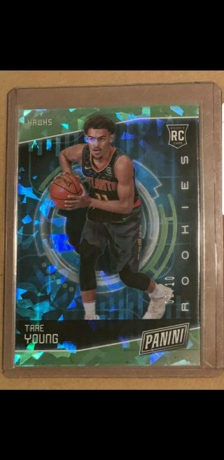 2018 - 19 Trae Young 02/10 Rc Panini Cracked Ice Hawks Rookie Bgs 10? Gold /10