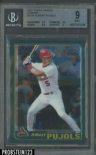 2001 Topps Traded Chrome T247 Albert Pujols Cardinals Rc Rookie Bgs 9 W/ 9.  5