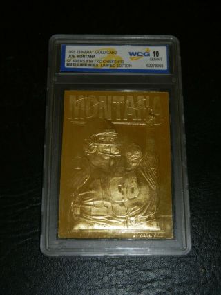 Joe Montana 1995 Wcg Gem - Mt 10 Limited Edition 23kt Gold Card 49 
