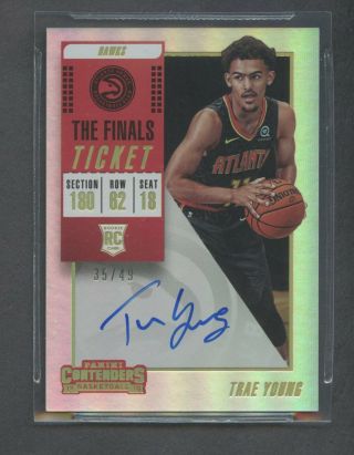 2018 - 19 Contenders The Finals Ticket Trae Young Hawks Rc Rookie Auto /49