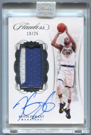 18 Panini Flawless Kevin Durant Autograph Vertical 2 Clr Patch Auto /25 Encased