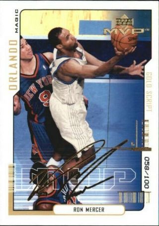 2000 - 01 Upper Deck Mvp Gold Script Magic Basketball Card 120 Ron Mercer /100