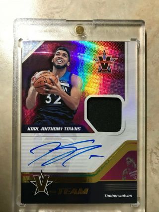 Karl Anthony Towns 2017 - 18 Panini Vanguard V - Team Gold Patch Auto /49