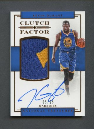 2016 - 17 National Treasures Clutch Factor Kevin Durant Auto Patch 5/25 Warriors