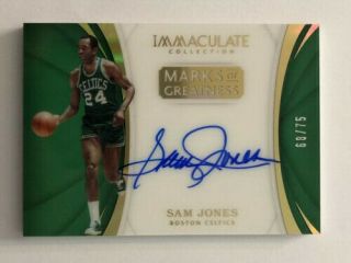 2017 - 18 Immaculate Sam Jones Marks Of Greatness On Card Auto 68/75 Celtics