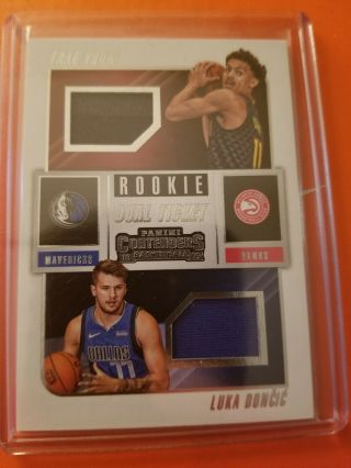 2018 - 19 Panini Contenders Dual Ticket Rookie Game Worn Luka Doncic/trae Young