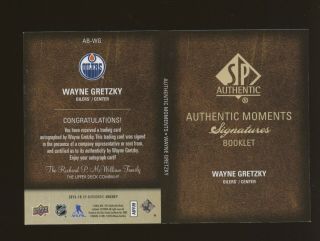 2015 - 16 SP Authentic Booklet Wayne Gretzky Oilers HOF Gold INK AUTO 2
