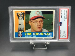 1960 Topps Baseball Jim Brosnan Psa Nm - Mt 8 449 Cincinnati Reds Reg Set Break