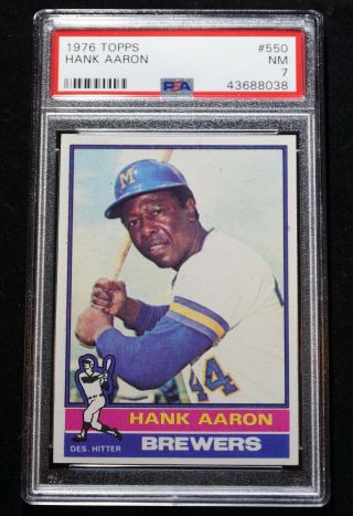 Hank Aaron 1976 Topps Baseball Card 550 - Psa Graded 7 Nm - Looks Undergraded