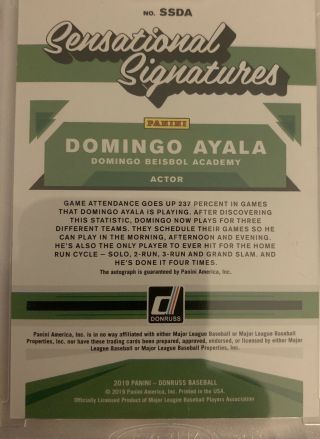 2019 Donruss Domingo Beisbol Domingo Ayala Signed AUTO 2