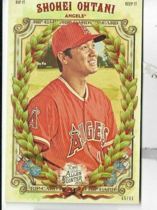 Shohei Ohtani 2019 Topps Allen&ginter Box Topper Rip Card 65/65 Aldy Ripped (a)