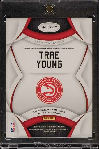 2018 Panini Certified Potential Trae Young ROOKIE RC AUTO CP - TY (PWCC) 2