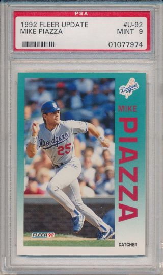 Mike Piazza Dodgers 1992 Fleer Update U - 92 Rookie Card Rc Psa 9 Quantity