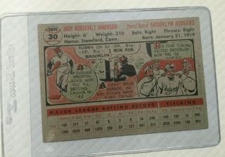 1956 Topps Baseball HOF 30 Jackie Robinson Brooklyn Dodgers HOF vg/ex Raw 2