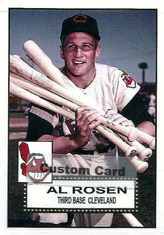 Al Rosen Cleveland Indians 1952 Style Custom Made Baseball Card Blank Back