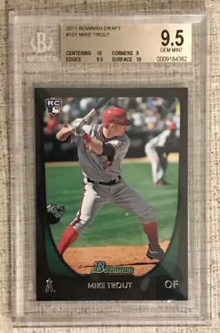 2011 Bowman Draft 101 Mike Trout Rc Bgs 9.  5