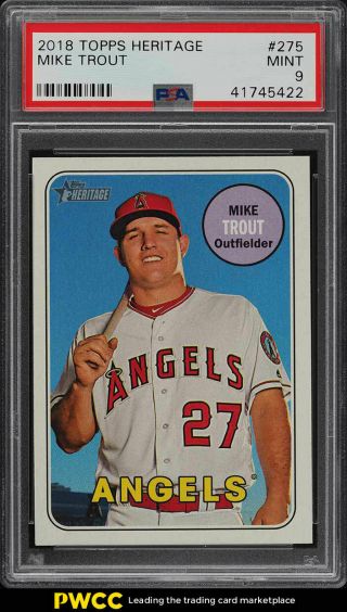 2018 Topps Heritage Mike Trout 275 Psa 9 (pwcc)
