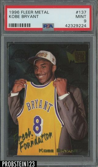 1996 - 97 Fleer Metal 137 Kobe Bryant Los Angeles Lakers Rc Rookie Psa 9