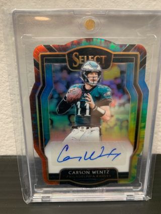 2018 Panini Select Carson Wentz Tie - Dye Auto ’d 3 Of 4.  Awesome