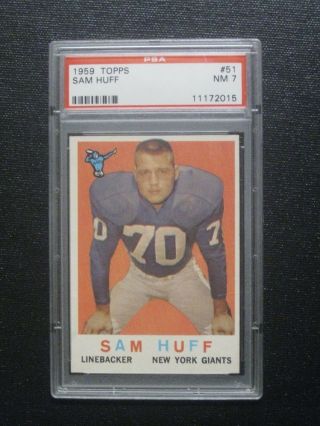 1959 Topps Football 51 Sam Huff York Giants Psa 7 Nm 11172015