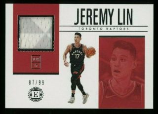 2018 - 19 Panini Encased Jeremy Lin Game Worn Jersey 87/99 Raptors