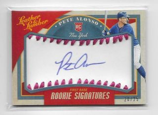 Pete Alonso 2019 Leather & Lumber Rookie Signatures Baseball Auto D 20/25 Pink