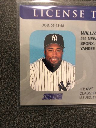Yankees 2002 Topps Stadium Club Bernie Williams License To Drive Game Bat. 3