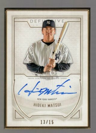 Hideki Matsui 2019 Topps Definitive Gold Framed On Card Auto 13/15 Yankees