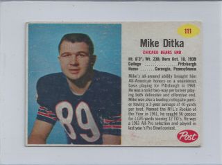 1962 Post Cereal Football 111 Mike Ditka Chicago Bears
