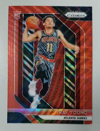 2018 - 19 Panini Prizm Trae Young 78 Ruby Red Wave Prizm Rc Base Sp Hot Hawks