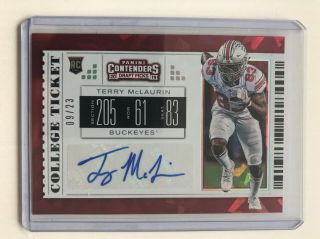2019 Panini Contenders Draft Picks Terry Mclaurin Rc Auto 09/23 Cracked Ice Ssp