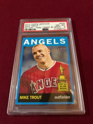 Mike Trout 2013 Topps Heritage Wal - Mart Blue Border 430 Psa 8