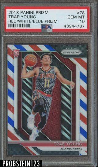 2018 Panini Prizm Trae Young Red White & Blue Psa 10 Gem Rookie Rc